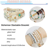 FINZOR 8 Sets Bohemian Stackable Bead Bracelets for Women Bohemian Bracelets Stretch Multi Layered beads Bracelet Set Boho Multicolor