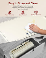 Negative ion Food Warming Mat with Adjustable Temperature,Foldable Electric Warming Tray for Parties Features 3 Modes & Fast Heating,Roll Up Food Warmer for Parties,Shabbat,Christmas (White)