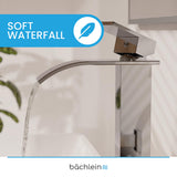 Bächlein Tamina Bathroom Tap Waterfall Design Extra High Single-Lever Mixer Tap with Mounting Kit for Bathroom Sink Chrome