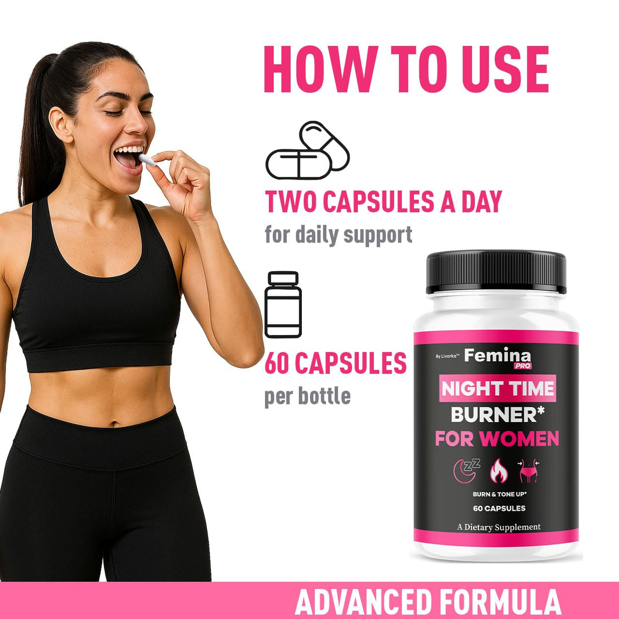 (2 Pack) FeminaPro Nighttime Advanced Formula - FeminaPro Night Time Maximum Strength Health & Wellness, FeminaPro Night Time Capsules for Women, Premium Support Supplement, 120 Capsules for 2 Months