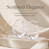 LeCalla 925 Sterling Silver Hoop Earrings | Lightweight Classic Small Oval Shrimp Hoops Earring for Women - 25MM