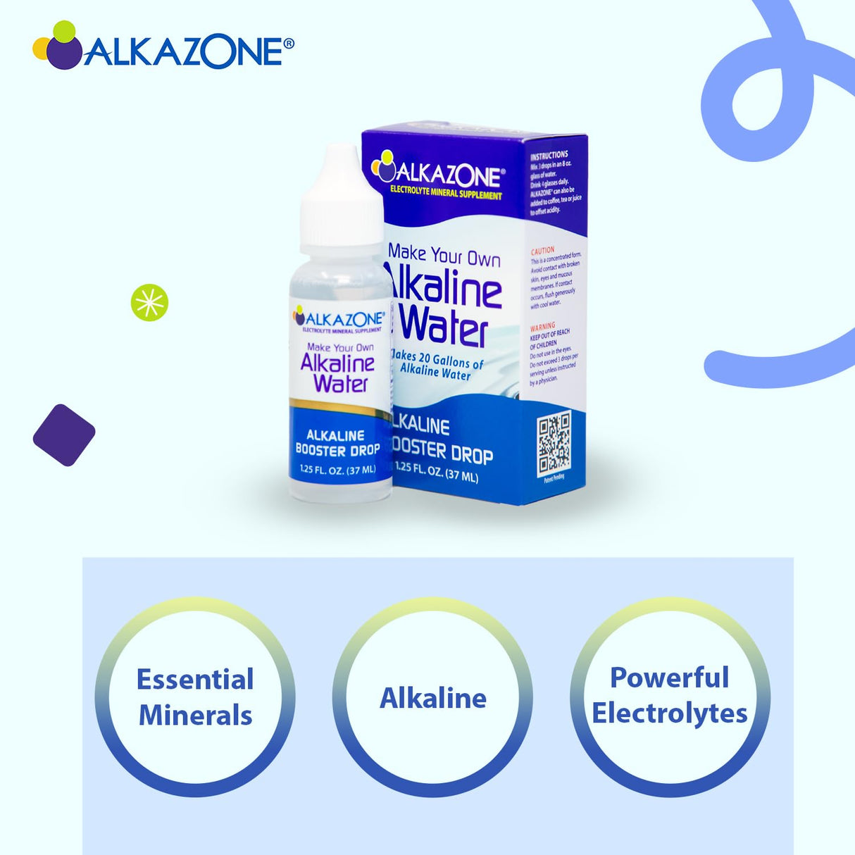 ALKAZONE Make Your Own Alkaline Water - Alkaline Booster Drop 1.25 oz (2 Packs)