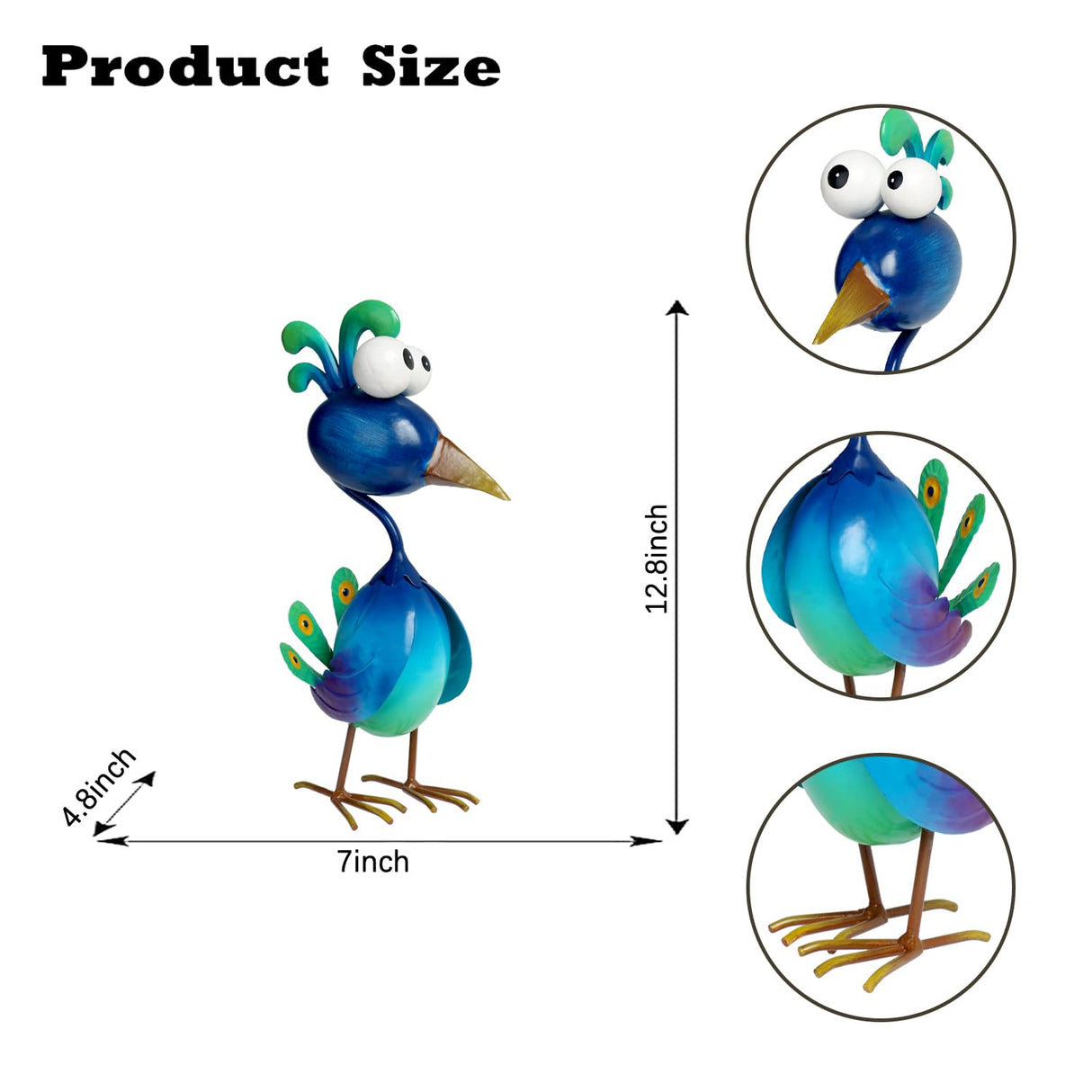 Kircust Peacock Decor Metal Yard Art Outdoor Statues Lawn Decorations Outside Garden Peacocks Decoration for Home