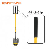 Truper Tru Pro Round-Point Shovel, 48-Inch Fiberglass Handle with 9-Inch Grip, Heavy-Duty Professional Digging & Gardening Shovel (Model PRL-F / 31198)
