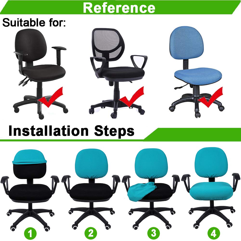 Smiry Stretch Jacquard Office Computer Chair Covers, Removable Washable Universal Desk Rotating Chair Slipcovers Protector, Seat + Backrest Cover, Black