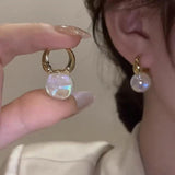 HUGE TOMATO Opal Big Pearl Drop Earrings for Women | Elegant Large Moonstone Pearl Earrings Dangle, Dainty Gold 925 Sterling Silver Hoop, Cute Earing Dangling for Teen Wedding Jewelry Gift,14mm