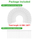 6 Inch Tall 20Ft White Landscape Edging Border with 7.8In Stakes,20Pcs