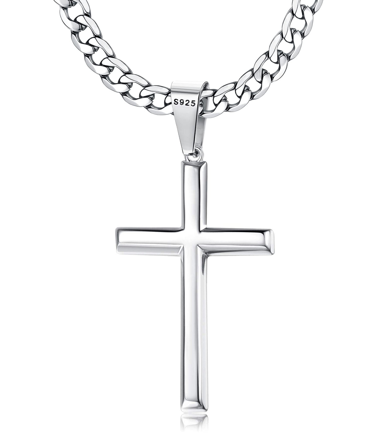 Besteel 925 Sterling Silver Cross Necklace for Men Women Cross Chain 18 In