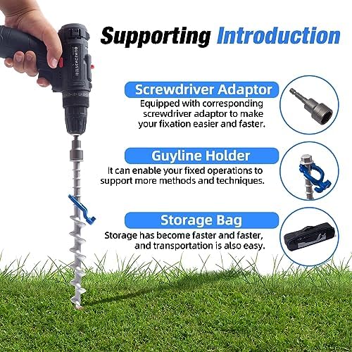 ‎Homeon Wheels Camping Ground Anchors Aluminum Screw Heavy Duty Metal Non-Rust Cast Tent Anchors in Kit for Securing Animals,Tents, Canopies, Sheds, Car Ports, Swing Sets Outdoors Beach（Blue）