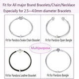 LAMOONY Clip Stopper Charms Sterling Silver Rondelle Spacer Bead for Bracelets (Silver) (Silver-4pcs)