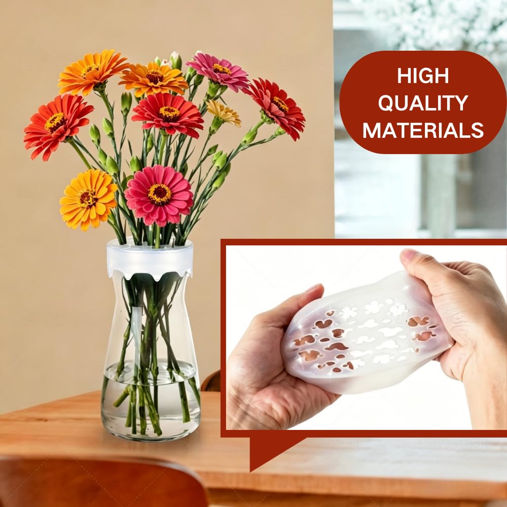 Silicone Flower Arranging Grid, Reusable Stretch Floral Grid Arranger, Clear Flexible Silicone Spiral Stem Holder for Outdoors and Indoors Easy Ikebana Vase Arrangement (2 PCS)
