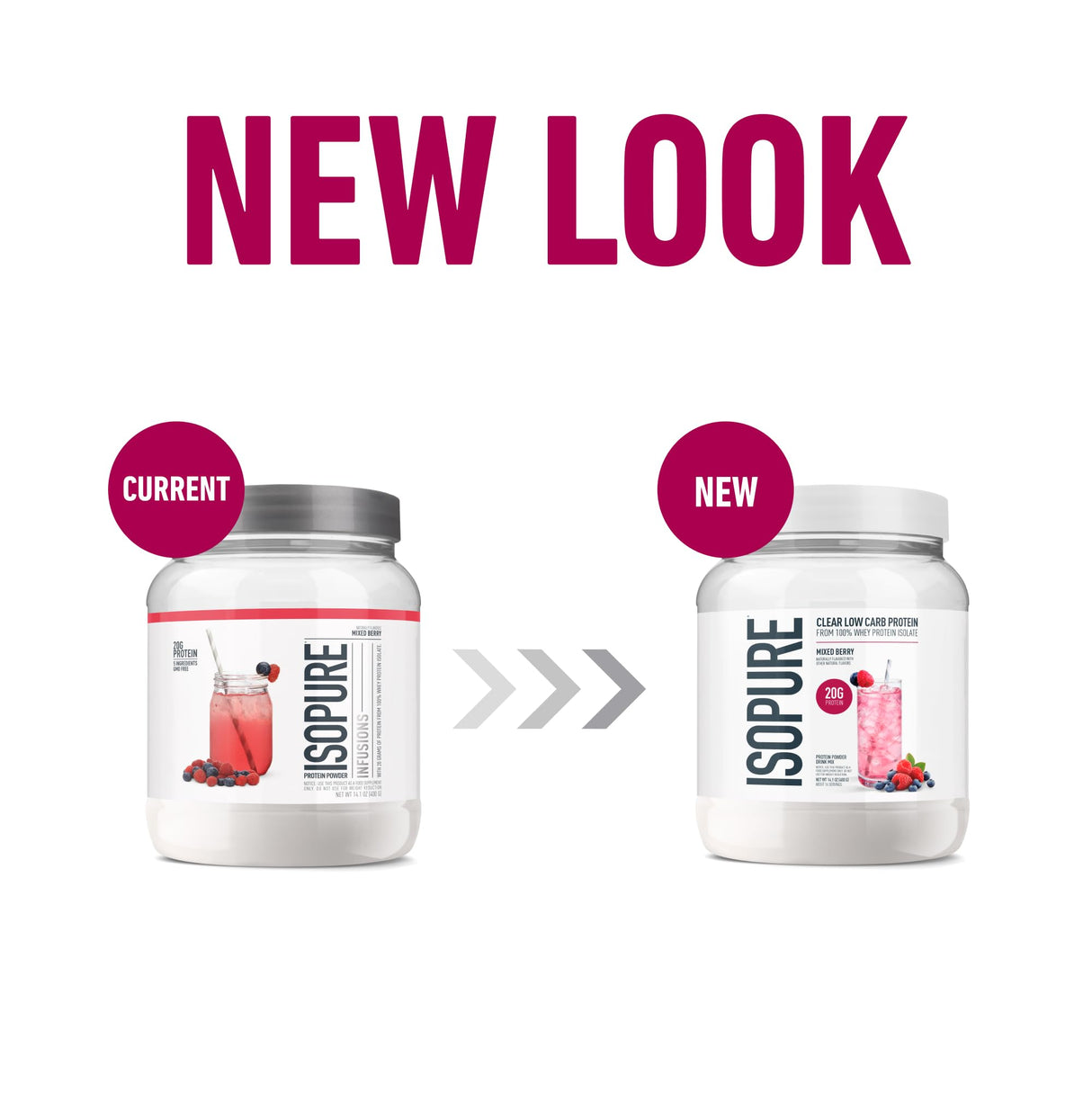 Isopure Clear Whey Isolate Protein Powder, Lactose Free, Gluten Free, Naturally Flavored, Mixed Berry, 20g Protein Per Serving, 14.1 Oz, 16 Servings (Packaging May Vary)