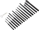 Amazon Basics 16-Piece Chrome Vanadium Steel Punch and Chisel Set with Storage Pouch, Cold Chisel, Pin Punch, Center Punch