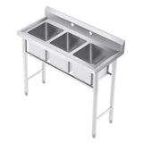 WILPREP NSF Stainless Steel 3 Compartment Commercial Sink 11x10x10 Inch Basins, Kitche Station Utility Sink for Restaurant Bar Home Laundry Room Garage