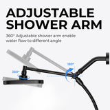 Seacity Wide Rain Shower Head With 5 Modes Handheld Showerheads, High Pressure Showerhead Combo with Extension Arm for Bathroom Accessories, Adjustable Shower Head with Anti-Clog Nozzles (Black)