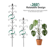 Metal Monstera Plant Support 2-Pack, Adjustable Height Steel Plant Trellis for Pothos, Vining & Climbing Potted Plants, Indoor & Outdoor, Sturdy Rotatable Plant Stakes with Rounded Ends, 31" & 46"