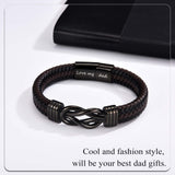 EYQV Gift for Dad from Daughter Son, Dad Infinity Leather Bracelet for Men