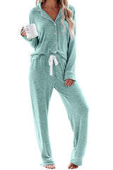 Aamikast Pajama Sets for Women Soft Button Up Christmas Pjs Matching Sets (Sky Lake Blue M)