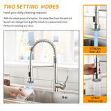 LED Light Kitchen Faucet with Pull Down Sprayer Sus304 Stainless Steel Industrial Single Handle Faucet for Farmhouse Camper Laundry Utility Rv Wet Bar Sinks Brushed Nickel 9003SN