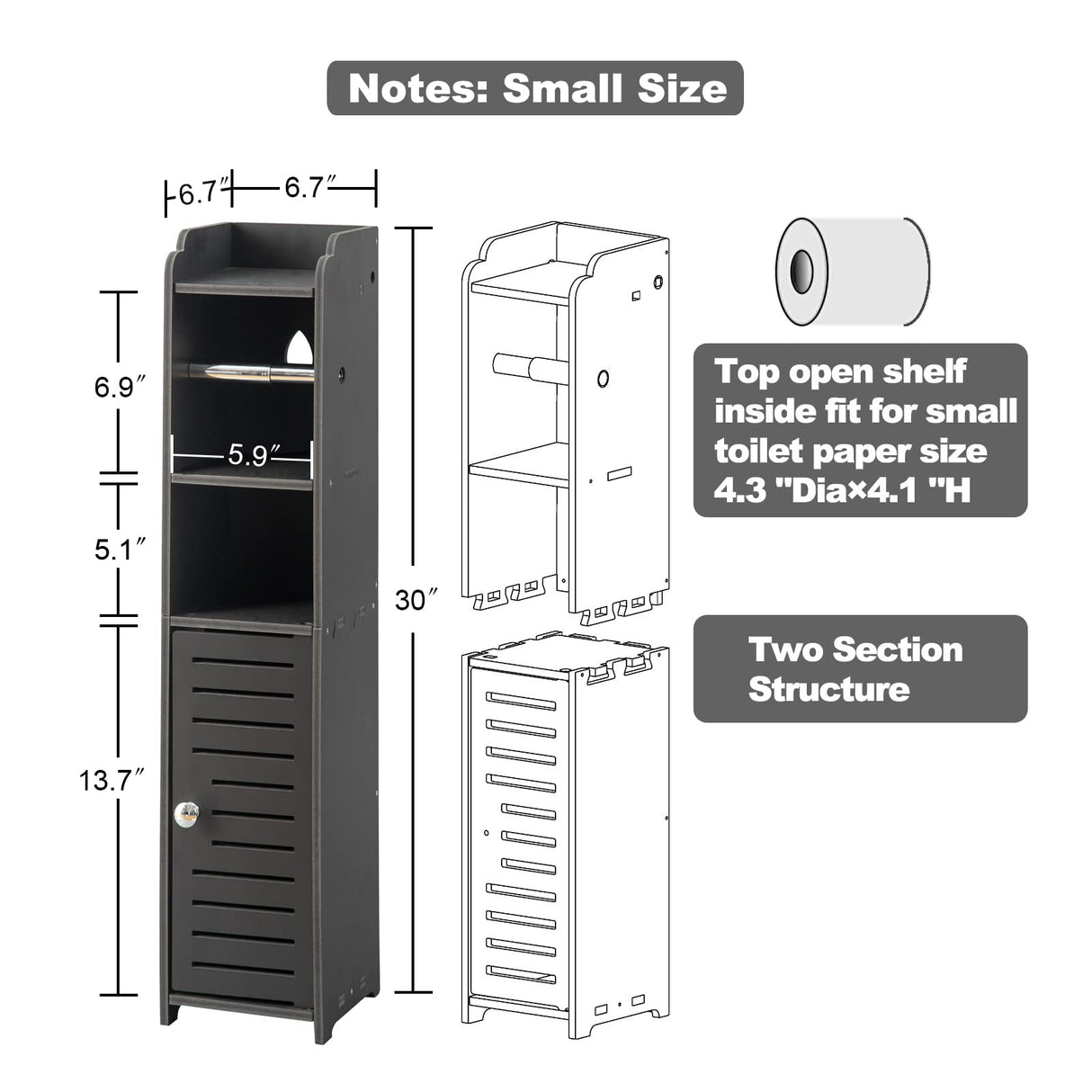 AOJEZOR Toilet Paper Holder Stand: Freestanding No Drill PVC Bathroom Storage for Apartment Renters -Protect Rental Deposit- Small Space Storage Solution