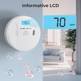 SHYEEH Smoke and Carbon Monoxide Detector, Combination Smoke Alarm and Carbon Monoxide Detector Battery Powered, CO Detector Alarm with Sensitive Sensor, Sound Warning and LCD Display, CDR-803