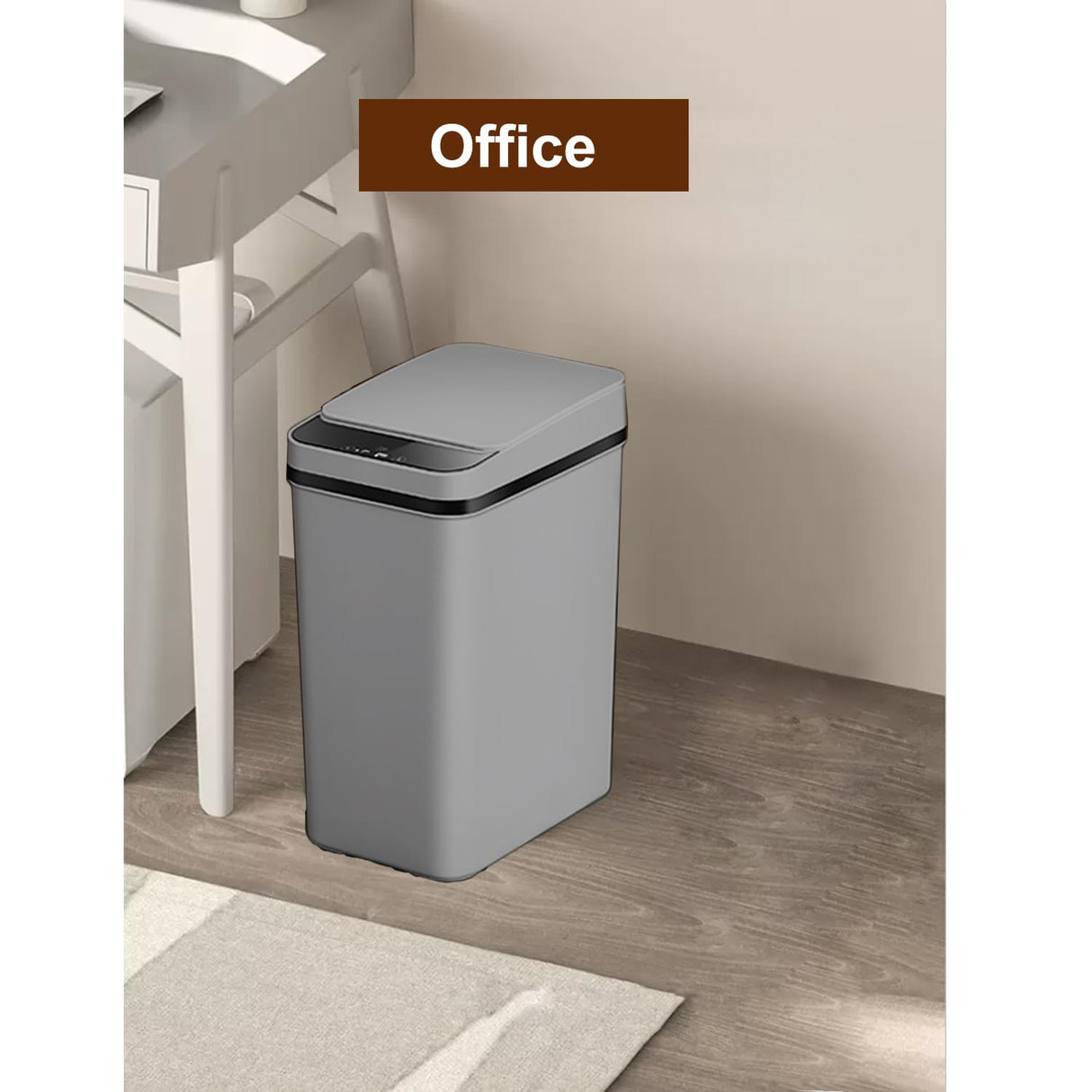 Yatmung 2.5 Gallon Motion Sensor Trash Can - Automatic Trash Can Touchless - Smart Trash Bin with Lid - Electric, Narrow, Plastic, Auto Open, Office, Bedroom, Bathroom - Small Garbage Can (Grey)