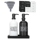 Kitchen Soap Dispenser Set with Silicone Tray, Premium Glass Hand and Dish Soap Dispenser Set for Kitchen Sink, Rustproof Stainless Steel Pump, Modern Kitchen Décor & Versatile Gift for Any Occasion