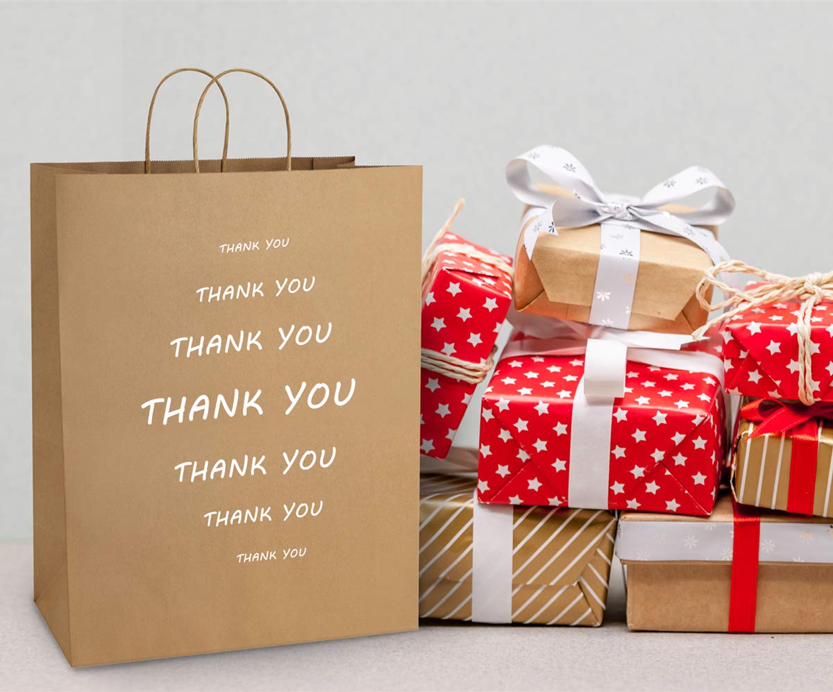 BagDream Large Paper Bags with Handles 13x7x17 Inch Kraft Brown 25 Pack