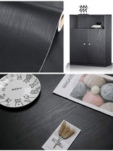Black Wallpaper - Wood Peel and Stick Wallpaper – Black Wood Self-Adhesive & Removable Wall paper for Countertop Furniture Kitchen Wall, Countertop Contact Paper, Easy to Clean, 17.7” × 118” Vinyl
