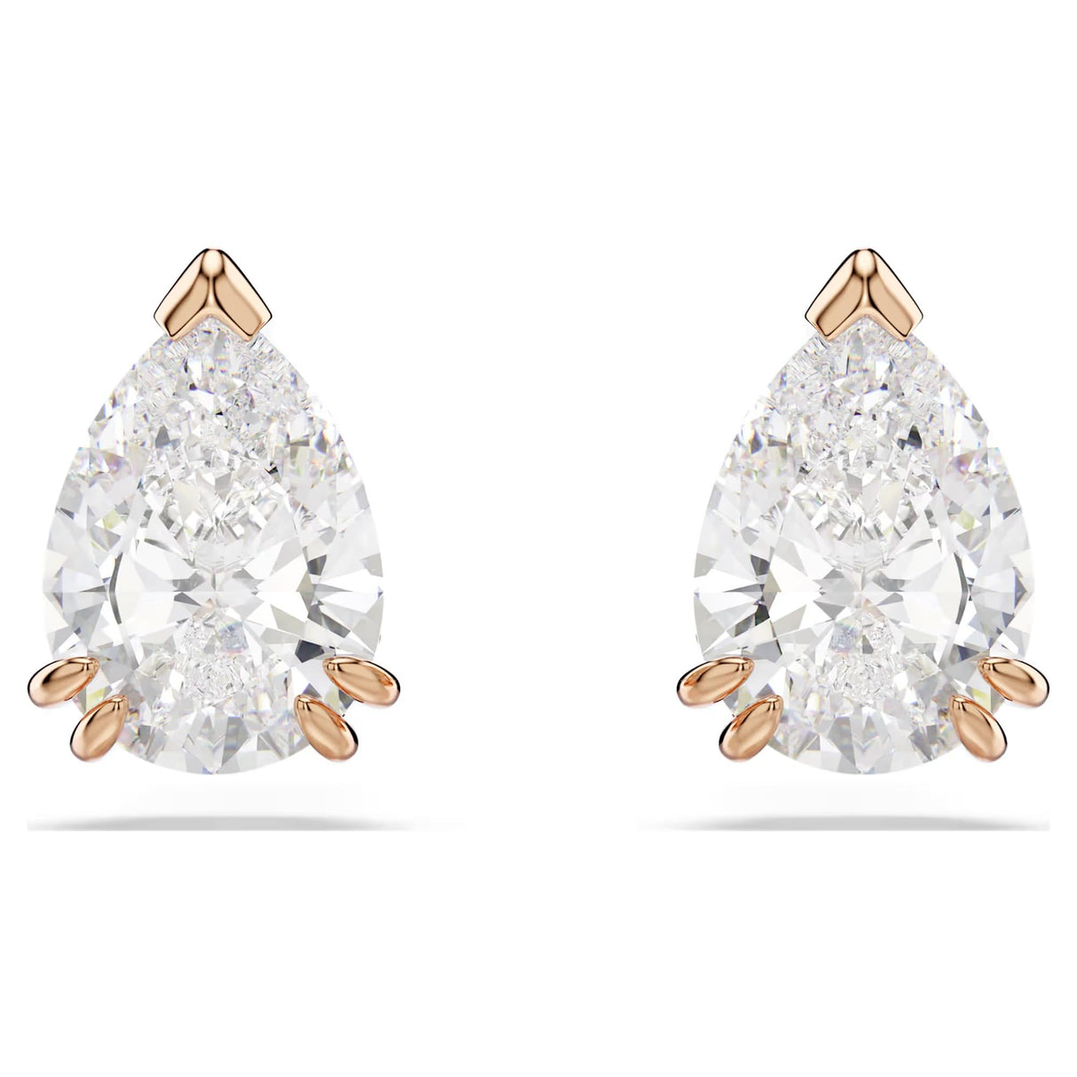 Swarovski Stilla stud earrings, Pear cut, White, Rose gold-tone finish