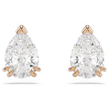 Swarovski Stilla stud earrings, Pear cut, White, Rose gold-tone finish