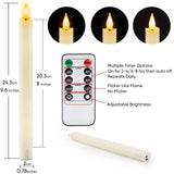 Homemory Rechargeable Flameless Taper Candles, Real Waxy LED Candlesticks Flickering, Battery Operated Candles with Remote Timer, 9.6 Inches for Home Wedding Christmas Decor, 6 Pcs, Ivory