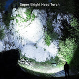 Headlamp Flashlight, 8000L Super Bright LED Rechargeable Headlight - 3 Lights 5 Modes,Zoomable,Spotlight&Floodlight Combination, IPX6 Waterproof, 20+Hrs Runtime for Running,Hiking,Camping etc.