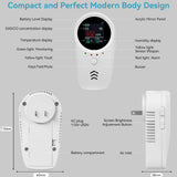 5-in-1 Carbon Monoxide Detectors,Plug-in Gas Detector with Rechargeable Backup Battery,Monitoring CO Natural Gas Temperature and Humidity Sound Light Alarm Detector,LCD Screen Brightness Adjustable