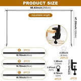 Over The Table Rod Stand with Clamps Adjustable Table Balloon Arch Stand for Party Wedding Anniversary, 34” to 98.43” Length, 30.25” to 47.25” Height(Color:Black)
