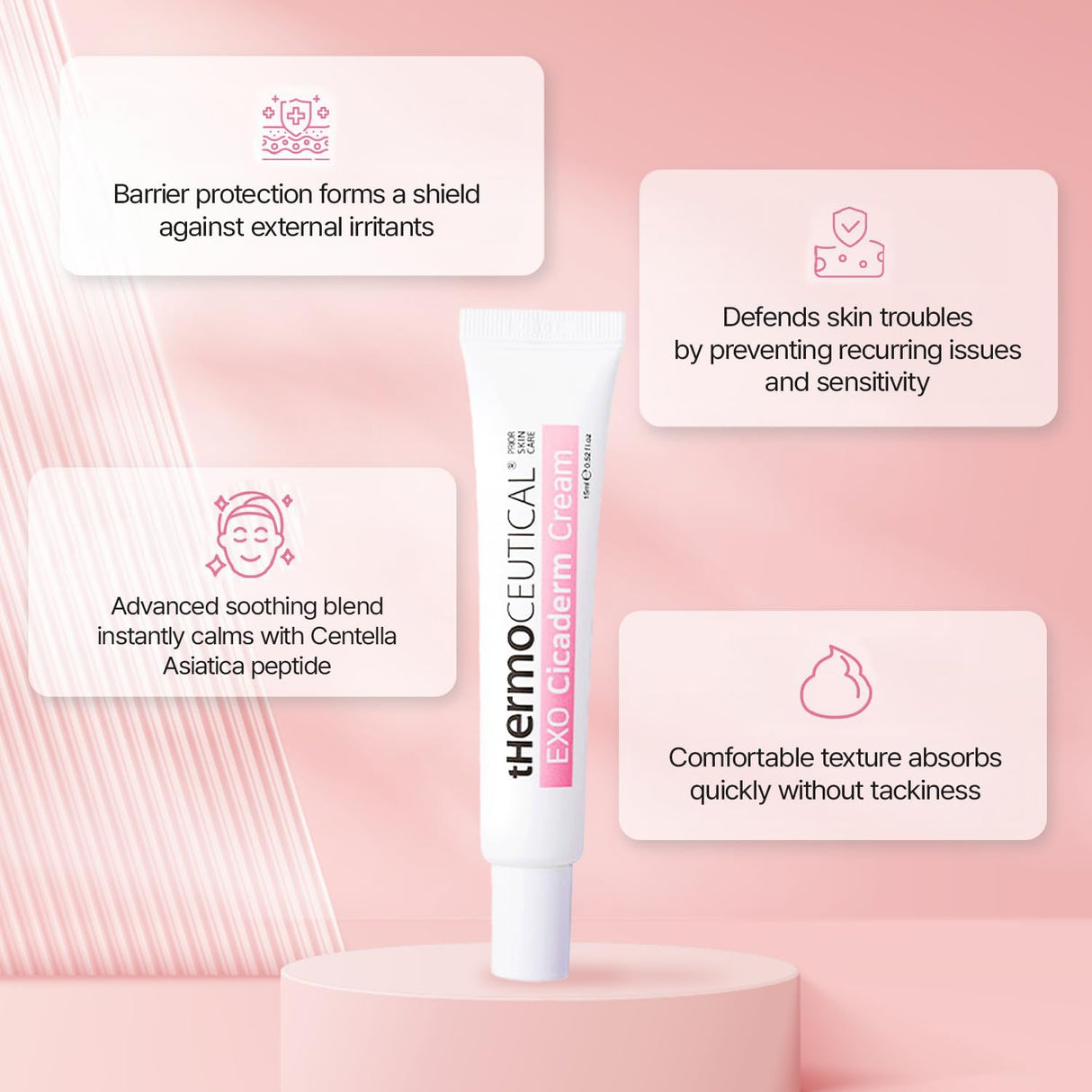 tHermoCEUTICAL EXO Cicaderm Cream - Topical Application Forms, Repair Cream, Protective Barrier, Skin Defense, Advanced Calming Formula, Comfortable Texture, 0.52 fl.oz