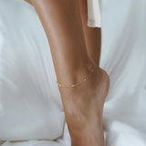 AOZELAN 14K Gold Anklets for Women Gold Ankle Bracelets for Women Cuban Chain with Spaced Tiny Disc 11(9+2) Inches