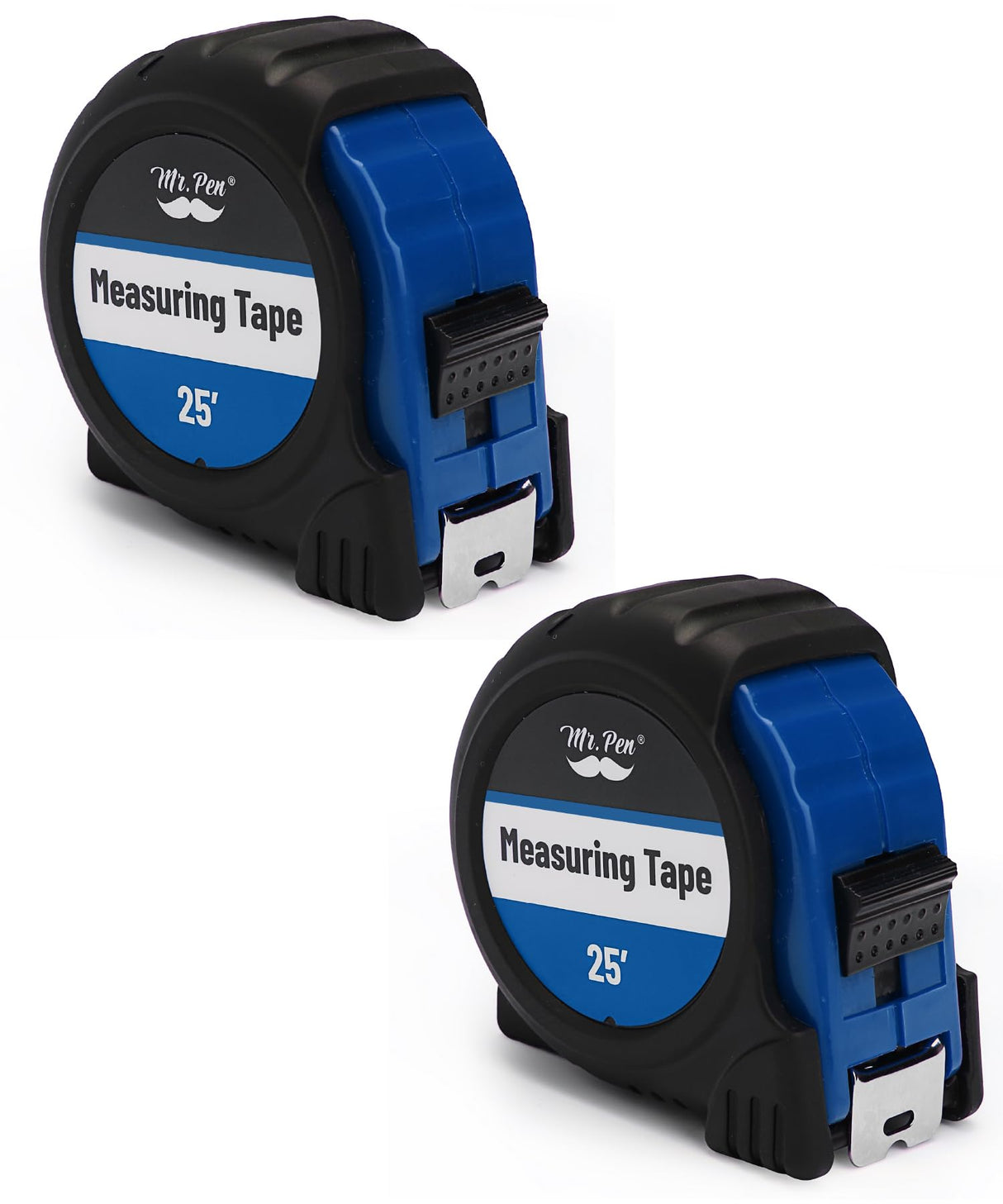 Mr. Pen- Retractable Tape Measure 25 ft, 2 Pack, Dark Blue, Easy Read, Steel Retractable Measuring Tape with Fractions, Ideal for Construction & DIY Projects