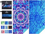 2 Pack Lightweight Thin Beach Towel Oversized 71"x32" Big Extra Large Microfiber Sand Free Towels for Adult Quick Dry Travel Camping Beach Accessories Vacation Essential Gift Tie Dye Purple Mandala