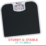 Adamson A21 Analog Scales for Body Weight - Up to 300 LB - New 2024 - Anti-Skid Rubber Surface + Large Numbers - Analog Bathroom Scale - Affordable - Durable with 20-Year Warranty - Black