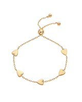 PAVOI 14K Yellow Gold Plated Dainty Station Heart Charm Bracelet for Women | Valentines Day Love Friendship Adjustable Link Chain Bracelet