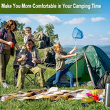 Collapsible Folding Camping Chairs Heavy Duty Lawn Foldable Chair with Cooler Bag, Storage Pocket, Waterproof Bag Outdoor Arm Sport Chair, Supports 325LBS, Black