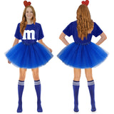 FONYFA Letter M Halloween Costumes Tutu Skirts, Women Team Group T-Shirt, Chocolates Candy Costume for Halloween Christmas Party Costume