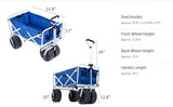Mac Sports Heavy Duty Collapsible Folding All Terrain Utility Beach Wagon Cart, Blue/White