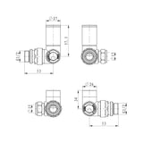 VANCOCO Glossy White 1/2"×15mm Corner Radiator Valve Round with Lockshield,Manual Radiator Valve Standard Connection for Heated Towel Rail and Central Heating Modern Bathroom