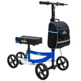 Aojin Knee Scooter, 300lbs Capacity, 13" Big PU Seat, All Terrain Foldable Knee Scooter Walker with Bag for Foot Injuries Compact Crutches Alternative (Blue)