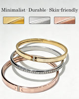 CERULEAN 5-Piece Elegant Stainless Steel Bracelet Set, Fashionable Classic Design, Stainless Steel 5 Piece Bracelet Set, Non Tarnish Bangle, Elegant Bracelets Sets for Everyday and Formal Wear (Gold)