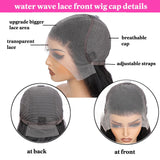 32 Inch Water Wave 13x6 HD Lace Front Wigs Human Hair 200 Density Lace Frontal Wig Human Hair Pre Plucked with Baby Hair Deep Part Curly Wig for Women