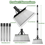 INCIKITI Multifunctional Garden Cleaning Shovel, Heavy Duty Steel Flat Shovel with 59" Adjustable Handle, Snow Ice Scraper, Outdoor Spade Tool for Weeding, Lawn Edging, Digging, Ice Removal
