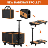 Collapsible Foldable Wagon Cart Heavy Duty, 3-in-1 Utility Dolly Wagons Carts with Wheels, Portable Folding Hand Truck with Removable Bag for Groceries, Laundry, Sports, Office